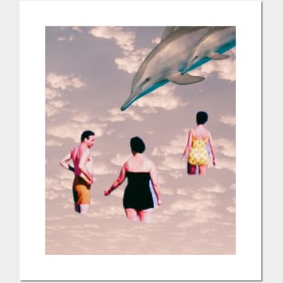 Swimming Above the Clouds with Dolphins Posters and Art